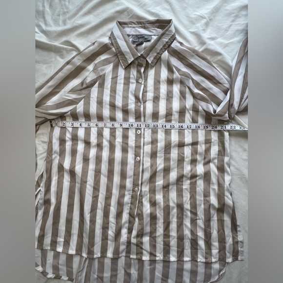 NWOT Spoon Jeans Tan/Ivory Flowy Blouse - Picture 3 of 6